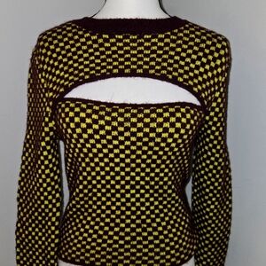 Zara Yellow and Brown Checkered Sweater